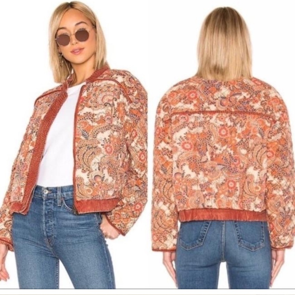 Free people reversible paisley bomber jacket